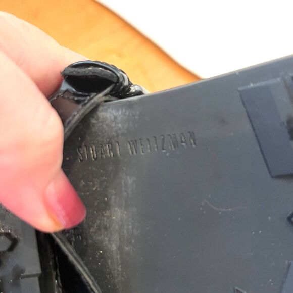 Stuart Weitzman 40/9.5 Quilted Metallic Rain Boots Black Faux Fur Lined - Picture 12 of 13